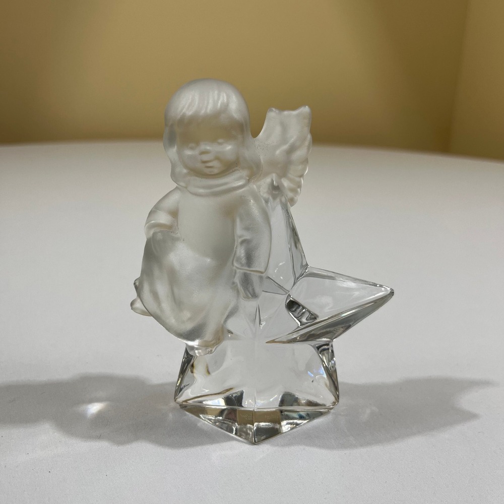 Goebel Crystal Angel Figurine Clear Frosted Star 1981 Vintage German